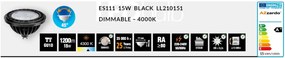 Bec LED dimabil ES111 BULB negru 15W 4300K
