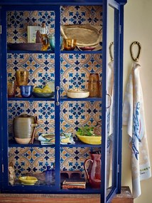 Vitrina, albastra, din lemn cu aspect vintage, Hazem