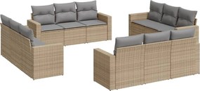 vidaXL Set canapele de grădină cu perne, 12 piese, bej, poliratan