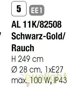 Stalp iluminat exterior stil clasic IP43 H249 Puchberg AL 11K/82508 schwarz-gold/rauch OR