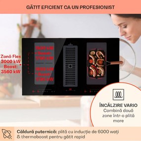 Klarstein Full House Down Air System, aragaz cu inducție + hotă, 477 m³/h, clasa de eficiență energetică A
