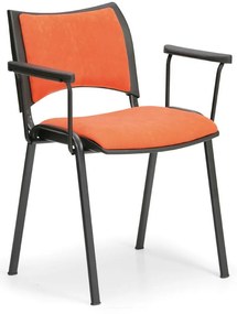 Scaun de conferinta SMART - picioare negre cu cotiere, portocaliu