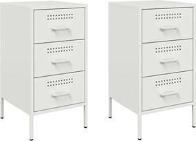 vidaXL Noptiere, 2 buc., alb, 36x39x68 cm, oțel