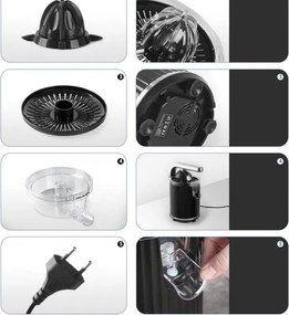 Storcator electric de citrice Swiss Haus SH-CJ23, 300 W, 1,2 l, Filtru, 2 conuri, Fara BPA, Rotire bidirectionala, Parghie de presare, Negru