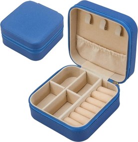 Cutie bijuterii 649LFT1106, albastru, piele ecologica, 10x6 cm