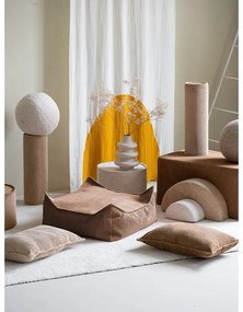 Fotoliu puf pentru copii maro cu tapițerie din catifea reiată Square – Wigiwama