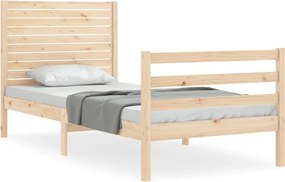 vidaXL Cadru de pat cu tăblie single, lemn masiv