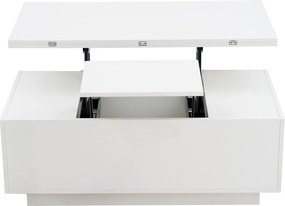 Masă de cafea modernă, multifuncțională, cu mecanism dublu de ridicare și spațiu de depozitare ascuns, 100×50×43 cm, Alb