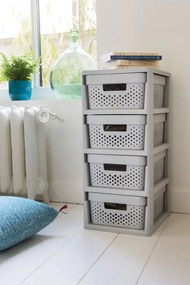 Raft cu sertare 4x11L INFINITY DOTS - gri
