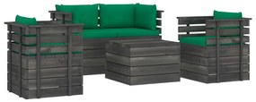 3061820 vidaXL Set mobilier grădină paleți cu perne 5 piese lemn masiv pin
