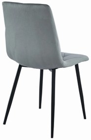 PROMO Scaun de dining din catifea gri LIBRA cu picioare negre II. calitate