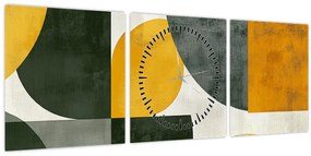 Tablou - Abstracție în culoare de măslin (cu ceas) (90x30 cm)