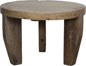 Măsuță de cafea rotundă din lemn reciclat, natur, cu 3 picioare masive și aspect rustic, finisaj mat, 48 x 72 cm, „Grimaud”