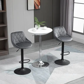 HOMCOM Scaun bar Reglabile in Inaltime cu Spatar, Greutate Suportata 120kg,51.5x48x83-104cm, gri | Aosom Romania