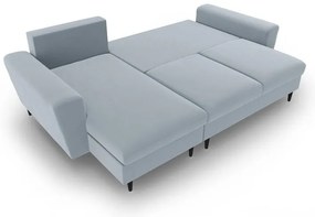 Colțar albastru deschis extensibil, cu spațiu de depozitare cu tapițerie din catifea Kyoto – Cosmopolitan Design