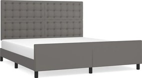 vidaXL Cadru de pat cu tăblie, gri, 160x200 cm, piele ecologică