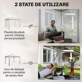 Outsunny Foișor 3 x 3.6 m, Acoperiș Dublu UPF50+ cu Plasă, Crem | Aosom Romania