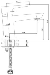 Set de duș cu baterie + baterie de lavoar Cersanit S952-004 MILLE crom lucios