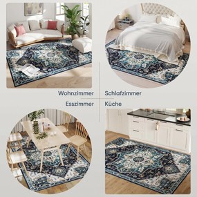 HOMCOM Covor Boho Antiderapant și Lavabil cu Fir Scurt 230x160cm Multicolor | Aosom Romania