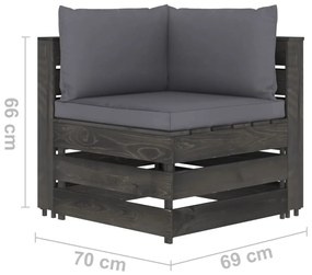 Canapea de colt modulara cu perne, gri, lemn impregnat 1, antracit si gri, Canapea coltar