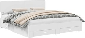 vidaXL Cadru de pat cu headboard Alb 200 x 200 cm Lemn compozit