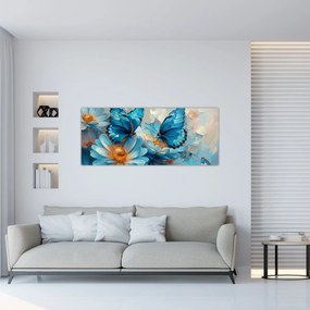 Tablou - Fluturi albaștri (120x50 cm)