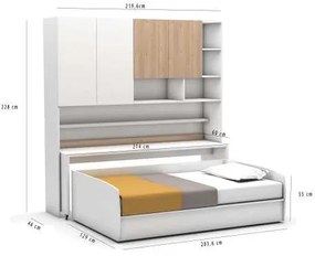 Pat rabatabil cu birou si dulapuri deasupra - Ikon Compact(90X200)