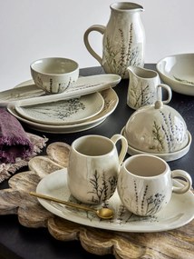 Farfurie din ceramică cu flori de câmp aplicate manual, D21×H2 cm, „Bea"