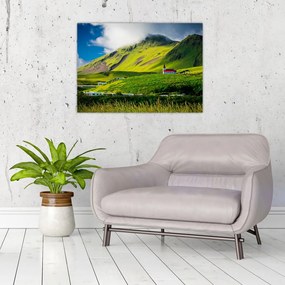 Tablou pe sticlă cu peisaj montan (70x50 cm)