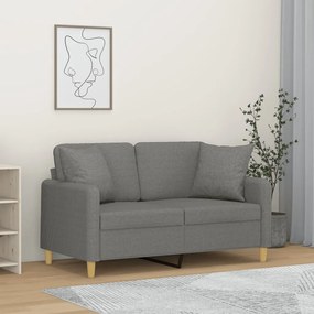 3153130 vidaXL Canapea cu 2 locuri cu perne&pernuțe gri închis 120 cm textil