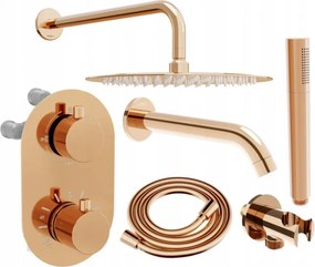 Mexen Kai Set subacvatic pentru cadă și duș DR70 cu duș de tip ploaie de 30 cm, aur roz - 77602DR70301-60