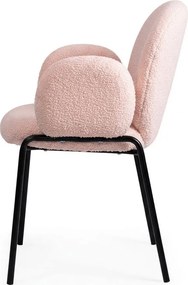 Scaun dining roz din material boucle cu cadru metalic BUC 281
