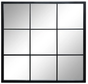 Oglindă pătrată de perete, din metal, finisaj negru antichizat, Factory