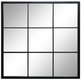 Oglindă pătrată de perete, din metal, finisaj negru antichizat, Factory