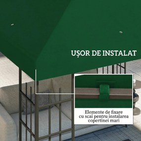 Outsunny Copertină pentru Foișor, Înlocuire Acoperiș pentru Foișor de Grădină cu Orificii de Drenaj, 298x298 cm, Verde | Aosom Romania