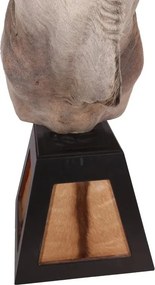 Antilopă elan gigant naturalizată, maro, pe soclu înalt din lemn, piesă unicat, 210 x 120 x 50 cm, „Kalahari”