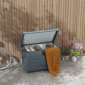 Outsunny Ladă de Grădină de 295L cu Încuietoare, 2 Mânere și 4 Rotile, Mobilier Depozitare din Oțel, 100x62x65 cm, Gri | Aosom Romania