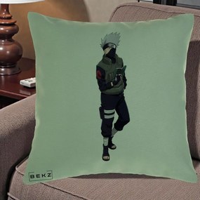 Perna Personalizata Naruto Kakashi Hatake Portret Complet, 40x40 cm, Verde, Husa Detasabila, Perna Inclusa, BEKZ®