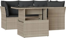 vidaXL Set canapele de grădină cu perne, 5 piese gri deschis poliratan