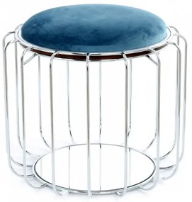 Taburet tapitat/masuta de cafea rotund/a Comfortable 50x50x45 cm albastru
