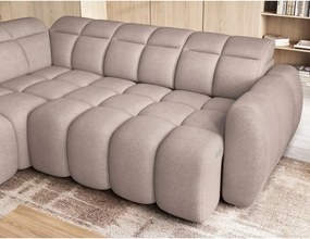 Colțar maro deschis extensibil/cu spațiu de depozitare cu tapițerie din țesătură bouclé (cu colț pe partea stângă/în formă de ”L”) Falconn – ELTAP