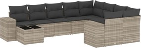 vidaXL Set canapele de grădină cu perne 10 piese gri deschis poliratan