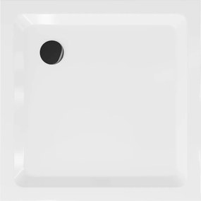 Mexen Flat duș pătrat slim 90 x 90 cm, alb, sifon negru - 40109090B