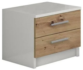 Noptieră TOD alb/stejar artisan