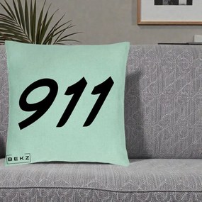Perna Personalizata 911 Bold, 40x40 cm, Verde Menta, Husa Detasabila, Perna Inclusa, BEKZ®