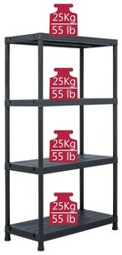 Rafturi de depozitare, 5 buc. negru, 60 x 30 x 138 cm plastic 60 x 30 x 138 cm, 5