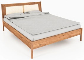 Pat matrimonial din lemn de stejar cu tăblie din ratan 160x200 cm Pola - The Beds