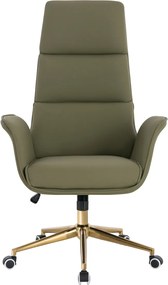 HR850K Scaun Khaki Piele Ecologica Premium Soft cu Bază Aurie