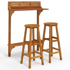 3116003 vidaXL Set mobilier de bar de balcon, 3 piese, lemn masiv de acacia