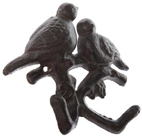Cârlig din fontă Păsări pe ramură negru, 12 x 13cm